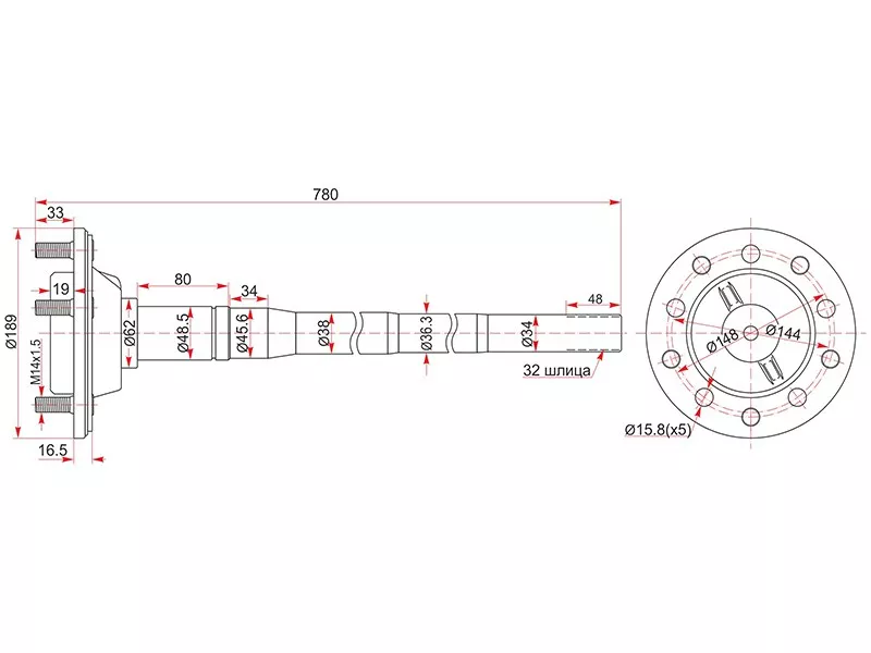 Полуось RR TY Land Cruiser 100 -RH - Артикул ST4230160901 - Производитель Sat - Фото, Отзывы, Цены 