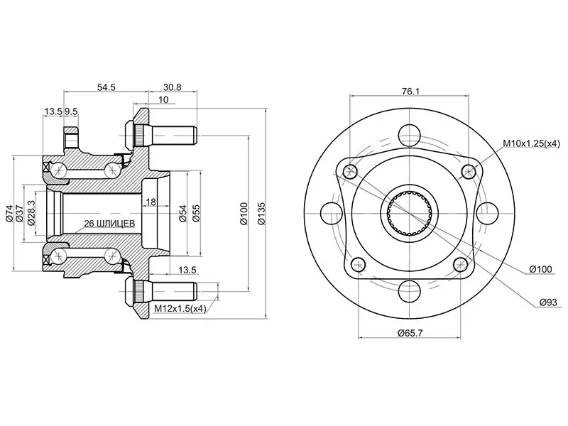 Ступичный узел задн. TOYOTA NZE12# 4WD - Артикул ST4241012240 - Производитель Sat - Фото, Отзывы, Цены 