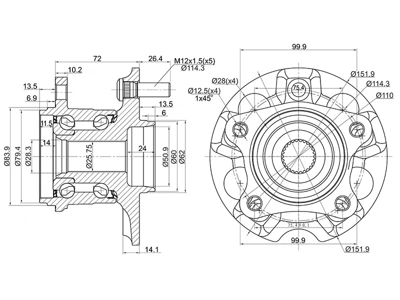 Ступичный узел задн. TOYOTA KLUGER/HARRIER #CU25,#CU35 '03 - Артикул ST4241048041 - Производитель Sat - Фото, Отзывы, Цены 