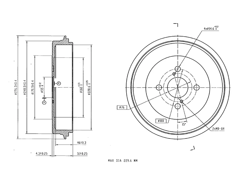 Барабан тормозной TOYOTA PROBOX/SUCCEED 02 - Артикул ST4243152040 - Производитель Sat - Фото, Отзывы, Цены 