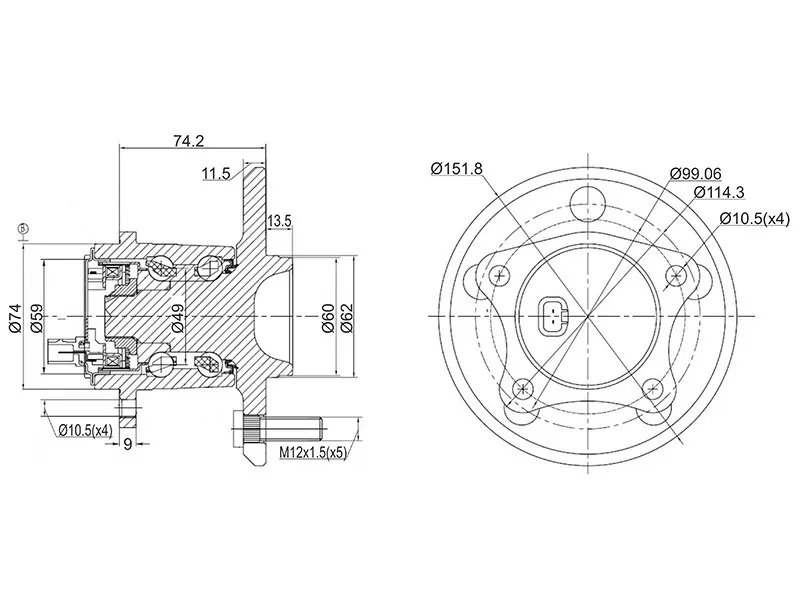 Ступичный узел задн./прав TOYOTA WINDOM MCV30/CAMRY ACV40 - Артикул ST4245006040 - Производитель Sat - Фото, Отзывы, Цены 