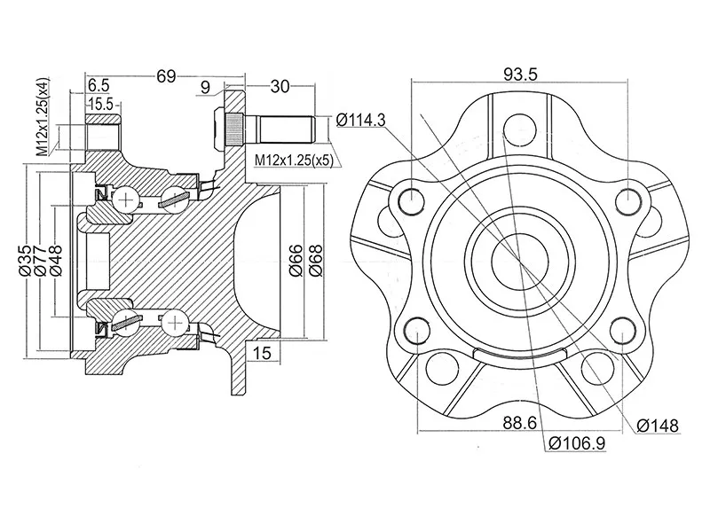 Ступичный узел задн. NISSAN TEANA #J31 2WD - Артикул ST43202CN000 - Производитель Sat - Фото, Отзывы, Цены 