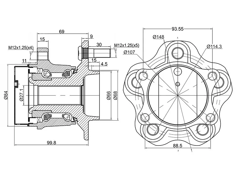 Ступичный узел задн. NISSAN QASHQAI 06-/X-TRAIL 07- 2WD - Артикул ST43202JG000 - Производитель Sat - Фото, Отзывы, Цены 