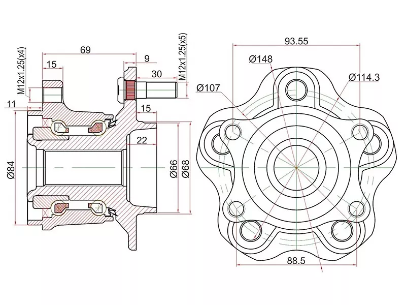 Ступичный узел задн. NISSAN QASHQAI 06-/X-TRAIL 07- 4WD - Артикул ST43202JG200 - Производитель Sat - Фото, Отзывы, Цены 