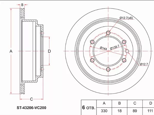 Диск тормозной (Зад) Nissan Patrol 97-10 / Safari 97-07 - Артикул ST43206VC200 - Производитель Sat - Фото, Отзывы, Цены 