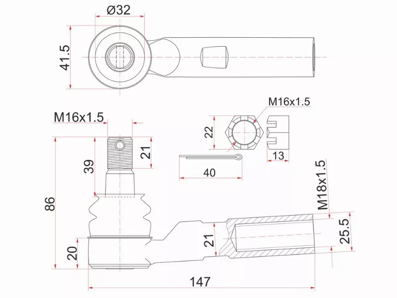 Наконечник рулевой TOYOTA DYNA 150 01 - Артикул ST4504629405 - Производитель Sat - Фото, Отзывы, Цены 