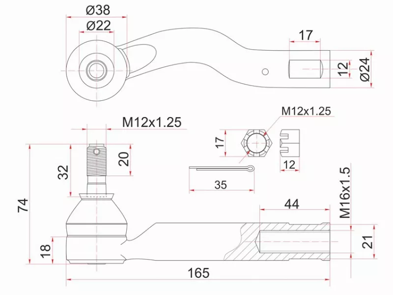 Наконечник рулевой TOYOTA IPSUM 01-09 2WD LH/4WD RH - Артикул ST4504649125 - Производитель Sat - Фото, Отзывы, Цены 