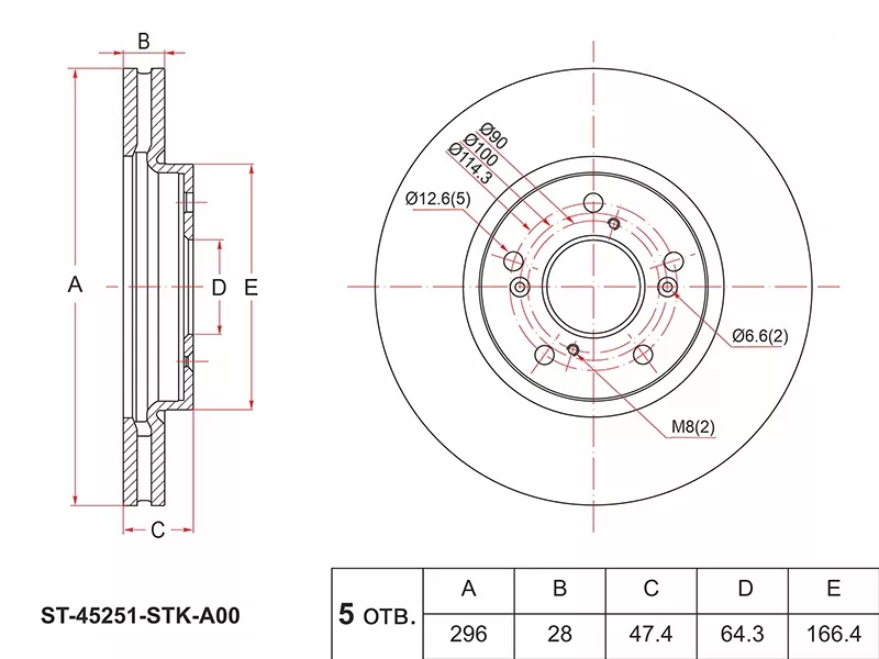 Диск тормозной (Перед) Honda CR-V 06-18 - Артикул ST45251STKA00 - Производитель Sat - Фото, Отзывы, Цены 