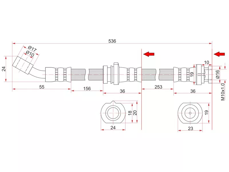 Шланг тормозной задний -ST462100E100 Sat для NISSAN MAXIMA