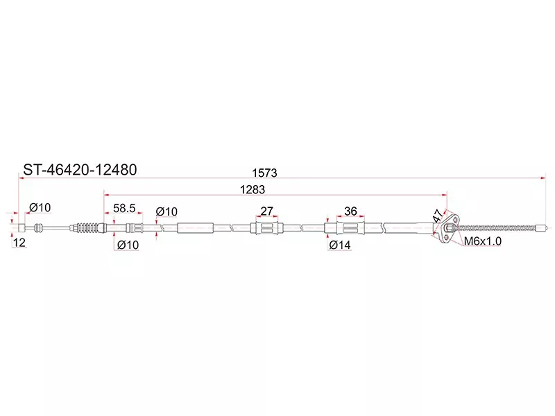 Трос ручника TY Sprinter Carib AE114/115 4WD 95-02, - RH - Артикул ST4642012480 - Производитель Sat - Фото, Отзывы, Цены 