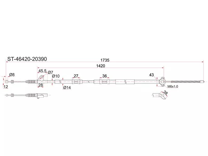 Трос ручника TY Caldina ET196, 92-02 -RH - Артикул ST4642020390 - Производитель Sat - Фото, Отзывы, Цены 