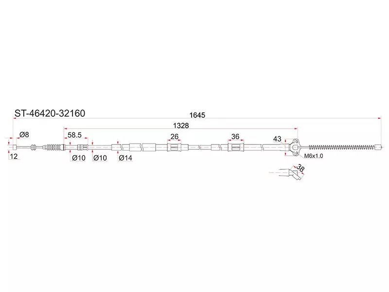 Трос ручника TY Camry/Vista, SV30 90-94 RH (барабан) - Артикул ST4642032160 - Производитель Sat - Фото, Отзывы, Цены 