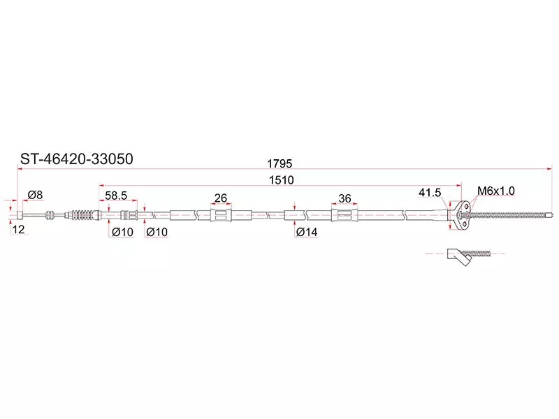 Трос ручника TY Camry Gracia MCV2#/SXV2#, 2WD -RH - Артикул ST4642033050 - Производитель Sat - Фото, Отзывы, Цены 