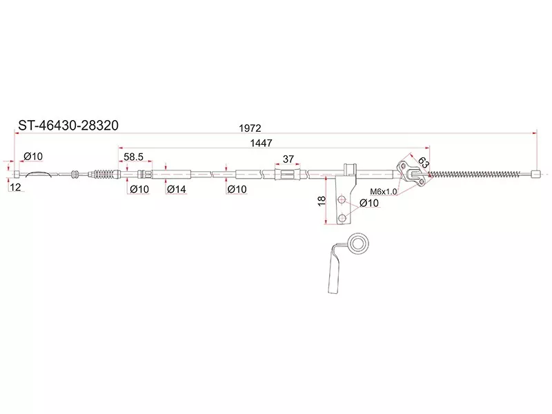Трос ручника TY Lite/TownAce CR36/37/38, 92-96, -LH - Артикул ST4643028320 - Производитель Sat - Фото, Отзывы, Цены 