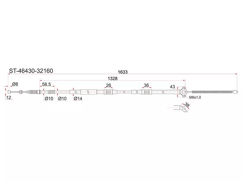 Трос ручника TY Camry/Vista, SV30 90-94 LH (барабан) - Артикул ST4643032160 - Производитель Sat - Фото, Отзывы, Цены 