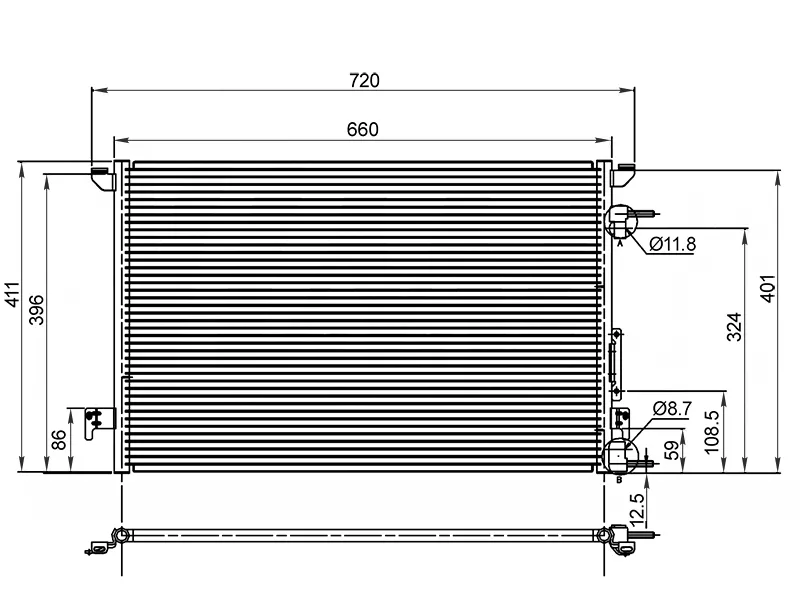 Радиатор кондиционера Opel Vectra 02-08 / Saab 9-3 02-14 - Артикул ST470008 - Производитель Sat - Фото, Отзывы, Цены 