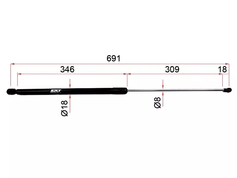 Амортизатор капота Toyota Camry Europe/Russia (XV30) 04-06 / Lexus ES 01-06 / Toyota Windom 01-06 (Справа=Слева) - Артикул ST534400W040 - Производитель Sat - Фото, Отзывы, Цены 