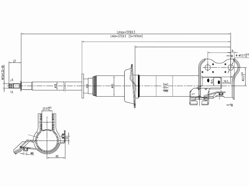 Стойка передняя Nissan March 92-02 / Cube 98-02 - Артикул ST5430341B25 - Производитель Sat - Фото, Отзывы, Цены 