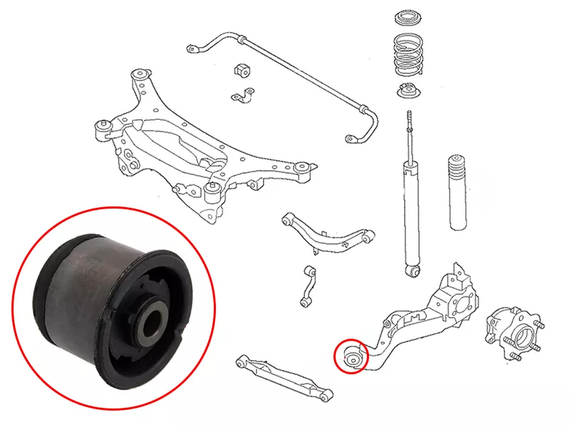 Сайлентблок заднего продольного рычага NISSAN JUKE 10- /SERENA 05- /LAFESTA 04-11 -ST555021KD0A Sat для NISSAN SERENA