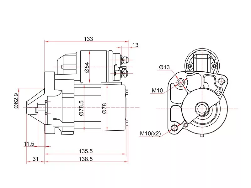 Стартер Renault Duster 10-15 / Kangoo 97-13 (1 kW/ Z=8) - Артикул ST6001547289N - Производитель Sat - Фото, Отзывы, Цены 