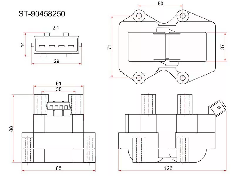Катушка зажигания OPEL VECTRA A/B/C 94-05 (модуль) - Артикул ST90458250 - Производитель Sat - Фото, Отзывы, Цены 