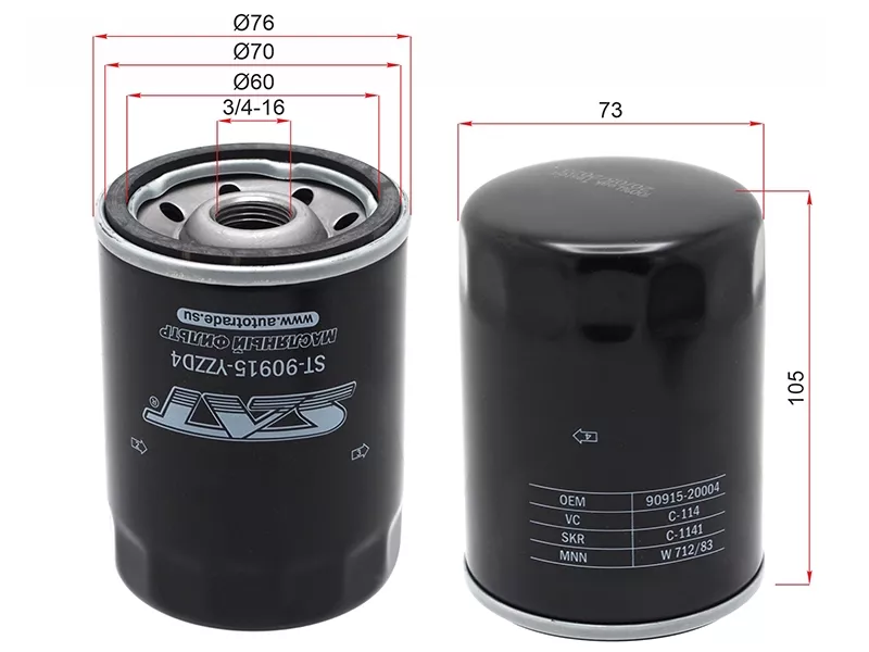 Фильтр масляный TOYOTA #UZFE,1FZFE 92 - Артикул ST90915YZZD4 - Производитель Sat - Фото, Отзывы, Цены 