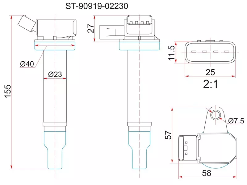 Катушка зажигания TOYOTA 1G-FE 98-04/2UZ-FE 98-03 - Артикул ST9091902230 - Производитель Sat - Фото, Отзывы, Цены 