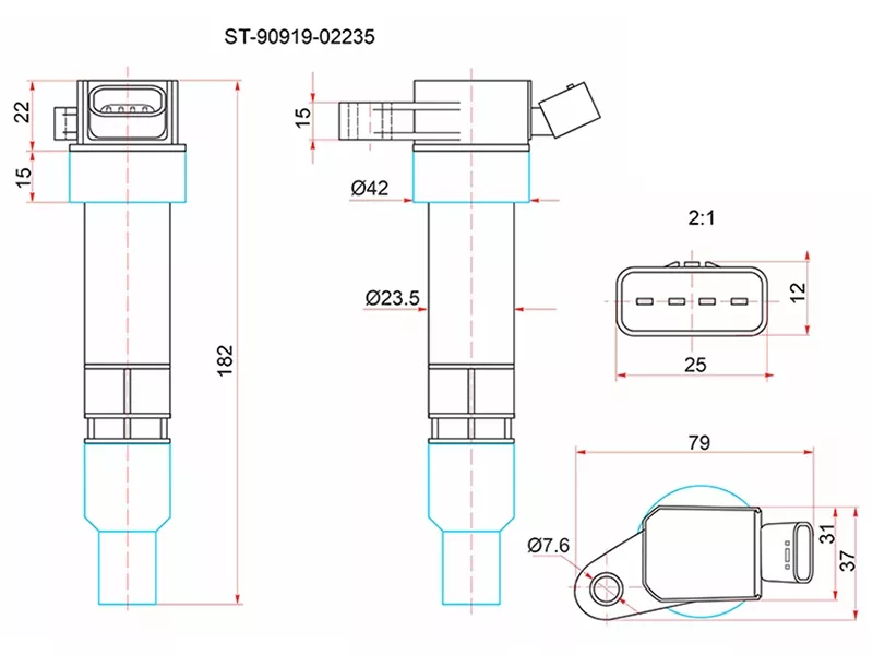 Катушка зажигания TOYOTA 3S-FSE 96-01 ST210/SV50/SXN10 (4) - Артикул ST9091902235 - Производитель Sat - Фото, Отзывы, Цены 