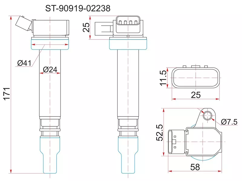 Катушка зажигания TOYOTA 2ZZ-GE 01- ZZE12#/ZZE13# - Артикул ST9091902238 - Производитель Sat - Фото, Отзывы, Цены 