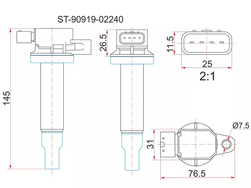 Катушка зажигания TOYOTA 1SZ/1-2NZ-FE 99 - Артикул ST9091902240 - Производитель Sat - Фото, Отзывы, Цены 