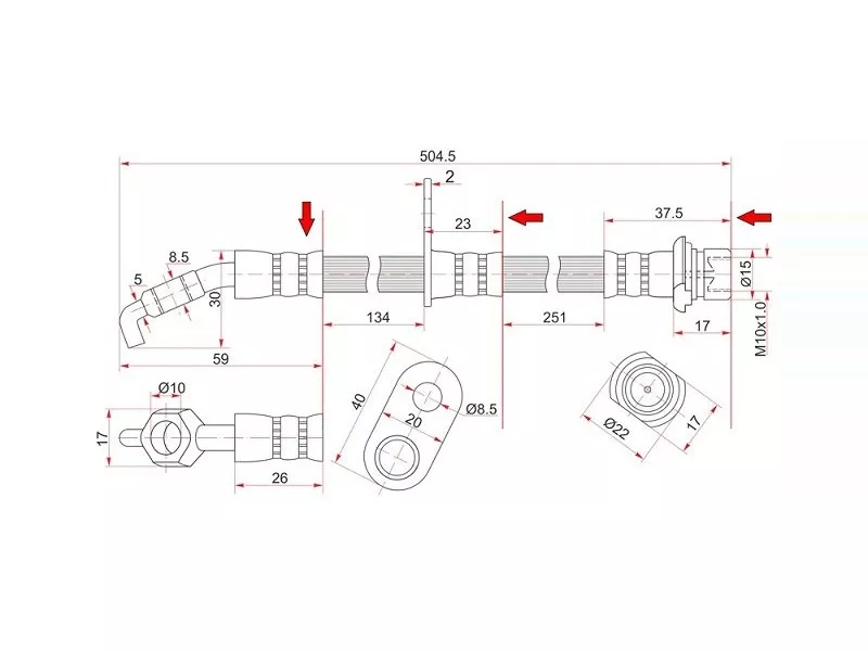 Шланг тормозной передний левый -FT0005 Trialli для TOYOTA CELICA