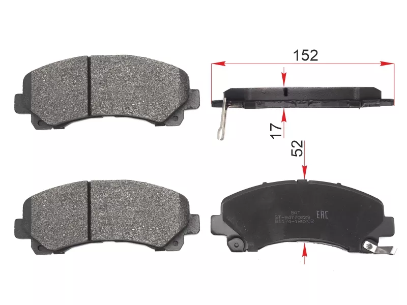 Колодки тормозные (Спереди) Chevrolet TrailBlazer 12-15 / Isuzu D-MAX 02-12 - Артикул ST94770229 - Производитель Sat - Фото, Отзывы, Цены 