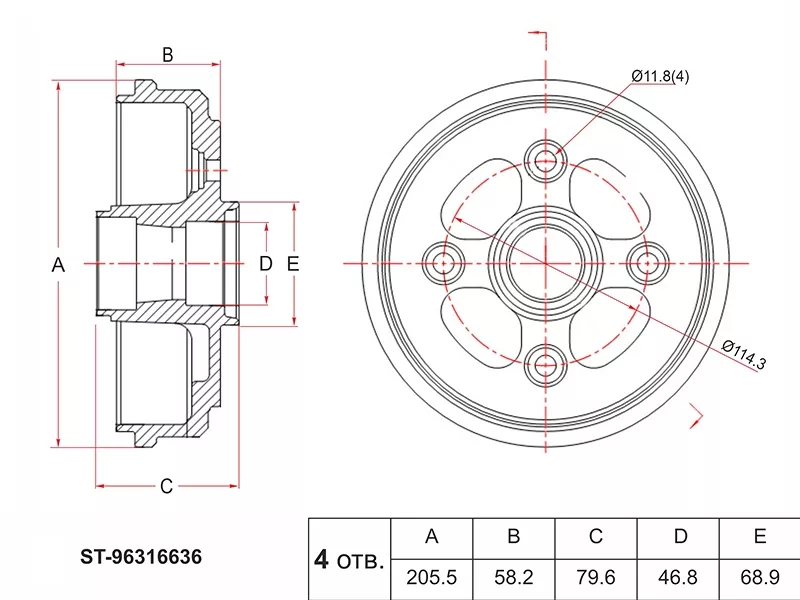 Барабан тормозной -TO216019 Fenox для DAEWOO MATIZ, CHEVROLET SPARK