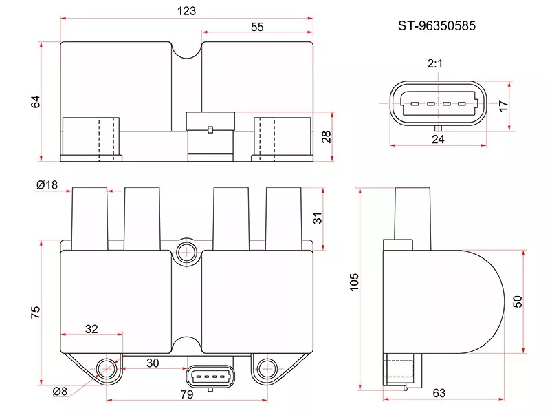 Катушка зажигания CHEVROLET LANOS 05-/DAEWOO LANOS/NUBIRA 97- A15SMS - Артикул ST96350585 - Производитель Sat - Фото, Отзывы, Цены 