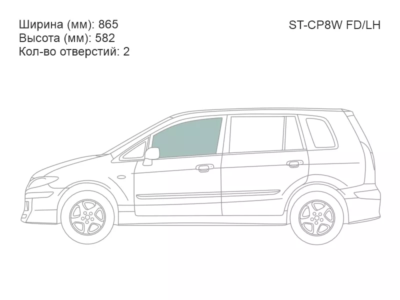 Стекло боковое опускное (Спереди/ Слева/ Цвет зеленый) Mazda Premacy 99-05 - Артикул STCP8WFDLH - Производитель Sat - Фото, Отзывы, Цены 