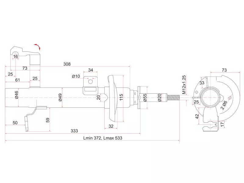 Стойка передняя Ford Fiesta 02-08 / Fusion 02-12 - Артикул STD35034700C - Производитель Sat - Фото, Отзывы, Цены 