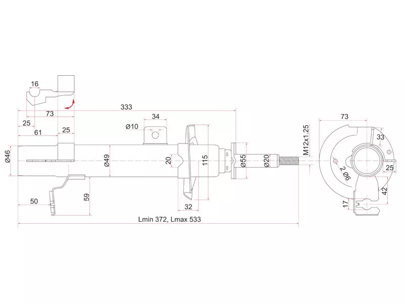 Стойка передняя Ford Fiesta 02-08 / Fusion 02-12 - Артикул STD35034900C - Производитель Sat - Фото, Отзывы, Цены 