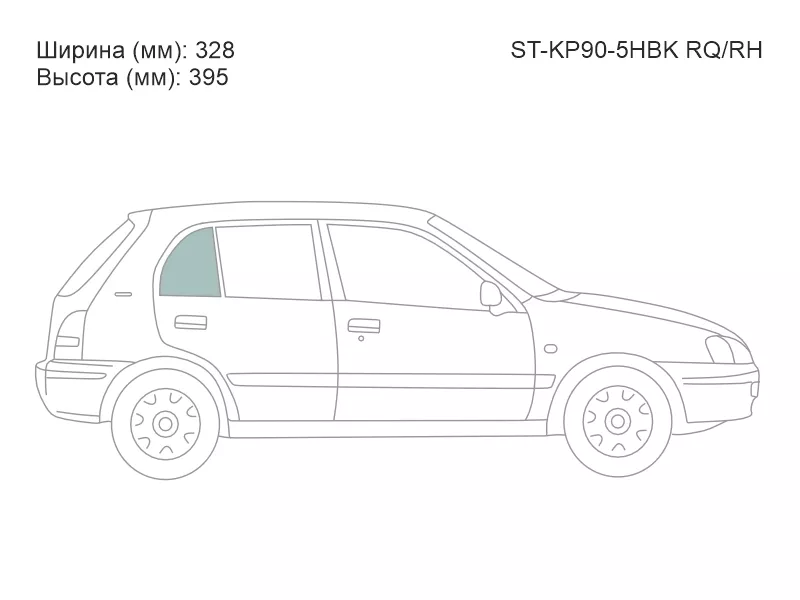 Стекло форточки (Сзади/ Справа/ Цвет зеленый) Toyota Starlet 95-99 - Артикул STKP905HBKRQRH - Производитель Sat - Фото, Отзывы, Цены 