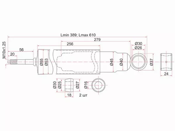 Амортизатор передний левый=правый (под рессоры) -DF444060 Double Force для MITSUBISHI CANTER
