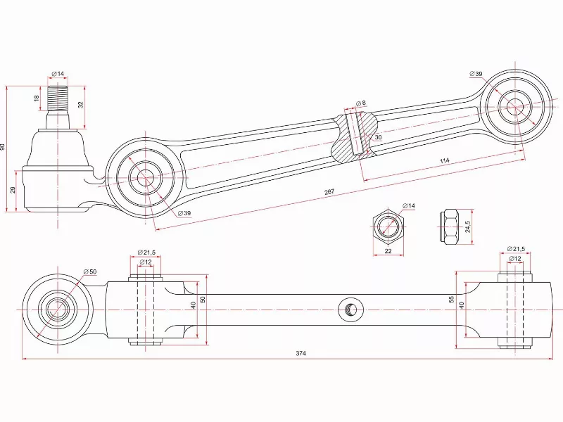Рычаг нижний с шаровой левый левый=правый -STMB912509 Sat для MITSUBISHI GALANT