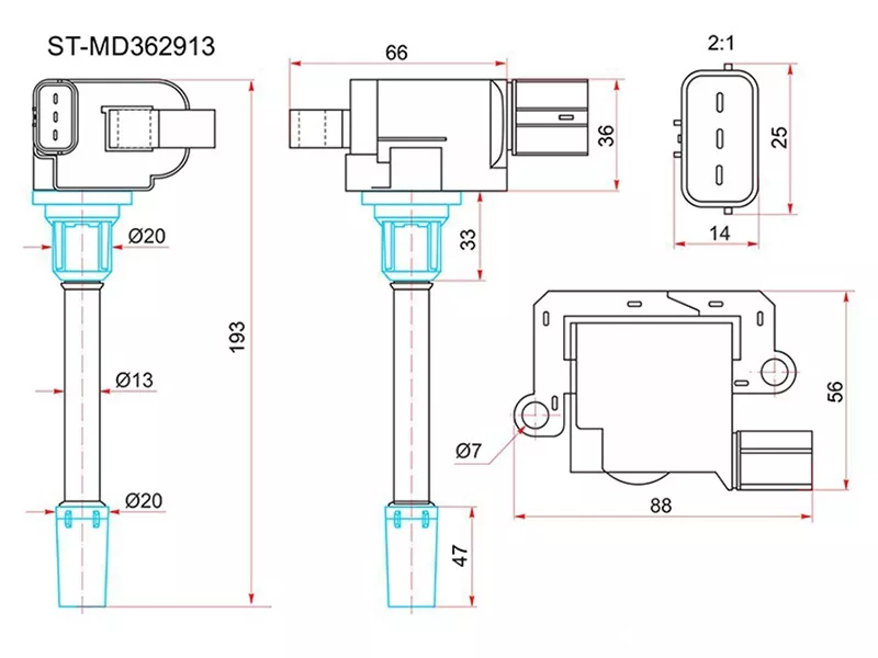 Катушка зажигания MITSUBISHI GALANT EA7A 96-03/LANCER 00- CS5A - Артикул STMD362913 - Производитель Sat - Фото, Отзывы, Цены 