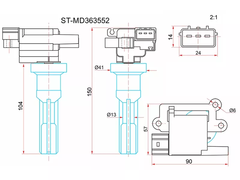 Катушка зажигания MITSUBISH AIRTREK/OUTLADER CU2W 02-06/RVR N73WG 97-02 4G63 - Артикул STMD363552 - Производитель Sat - Фото, Отзывы, Цены 