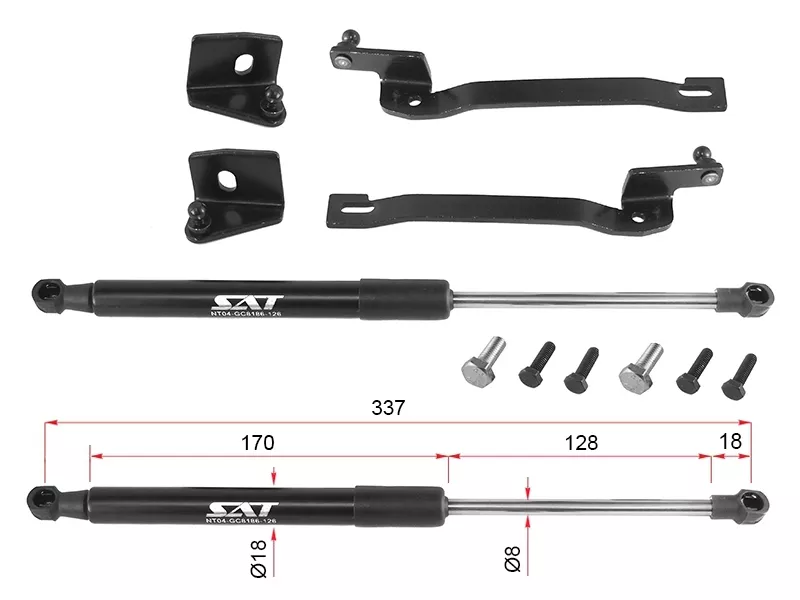 Амортизатор капота Hyundai Solaris 17-20 / Accent 11-17 (Справа=Слева) - Артикул STR45001R001 - Производитель Sat - Фото, Отзывы, Цены 