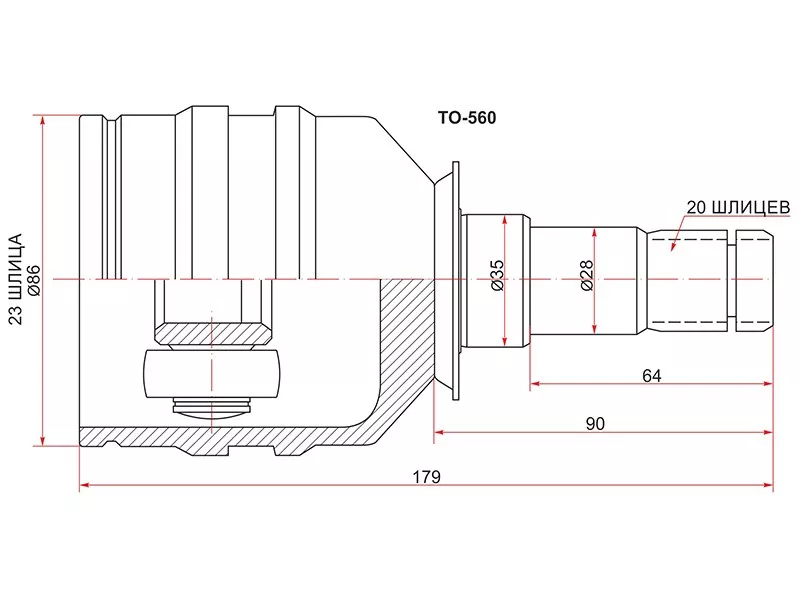 Шрус (Спереди/ Слева/ Внутр) Toyota Allion (T240) 01-07 / Avensis 03-08 - Артикул TO560 - Производитель Sat - Фото, Отзывы, Цены 