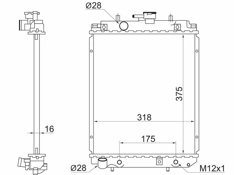 Радиатор Daihatsu Storia 98-04 / YRV 00-05 / Toyota Duet 98-04 - Артикул TY000121 - Производитель Sat - Фото, Отзывы, Цены 