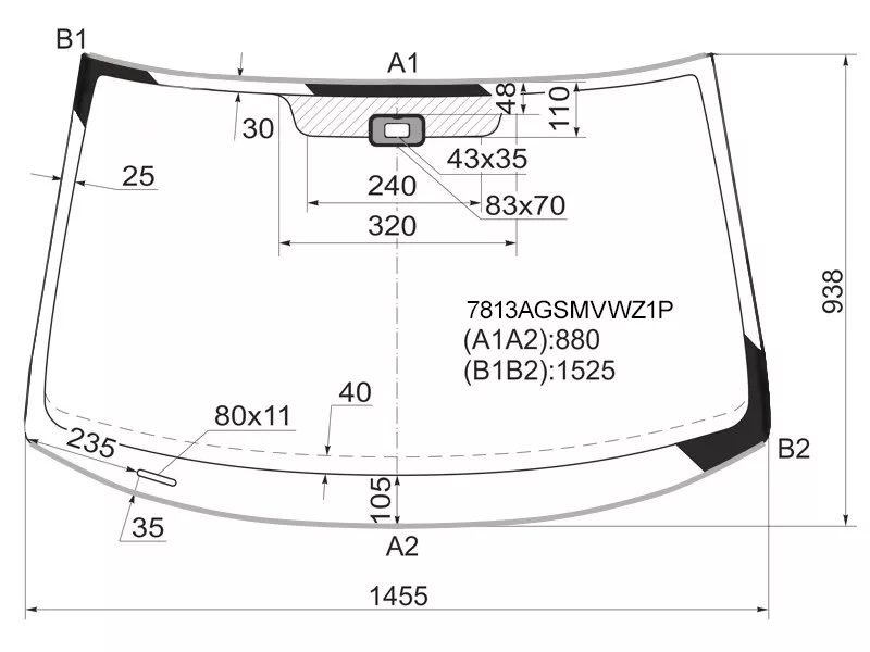 Стекло лобовое (Датчик дождя/ Молдинг) Skoda Yeti 09-14 - Артикул 7813AGSMVWZ1P - Производитель SISECAM - Фото, Отзывы, Цены 