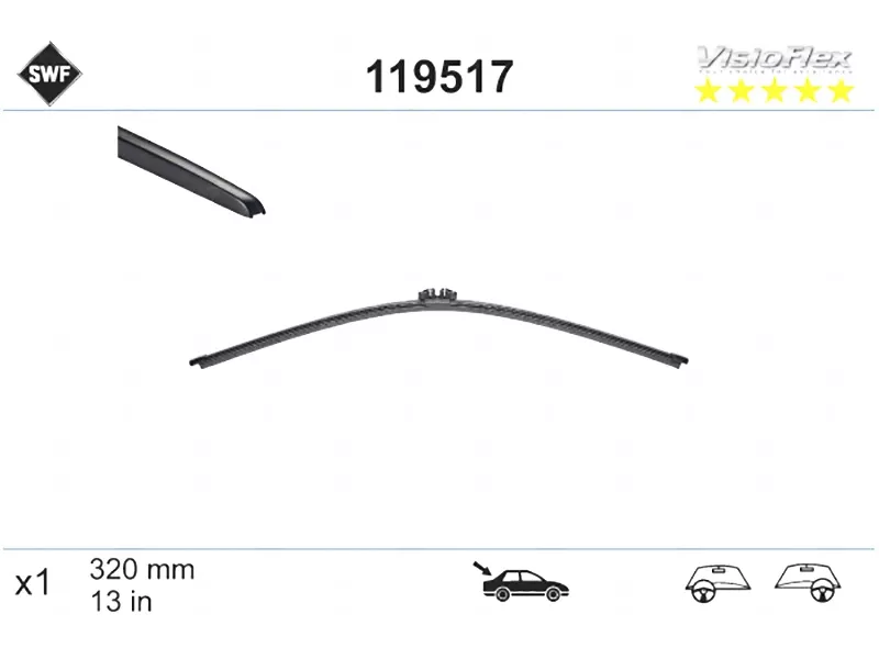 Щетка стеклоочистителя задняя (Бескаркасная/ 13 (320мм)) - Артикул 119517 - Производитель SWF - Фото, Отзывы, Цены 