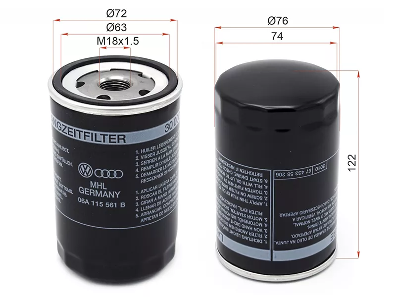 Фильтр масляный VAG A3/A4/A6/OCTAVIA AKL/AWT/BFB - Артикул 06A115561B - Производитель Vag - Фото, Отзывы, Цены 