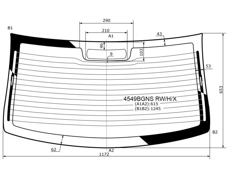 Стекло заднее (Цвет зеленый/ Обогрев/ 4D SED) LADA Kalina 04-13 - Артикул 4549BGNSRWHX - Производитель Xyg - Фото, Отзывы, Цены 