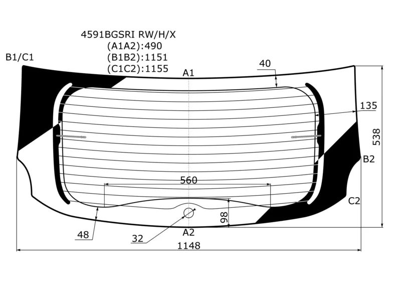 Стекло заднее (Цвет зеленый/ Обогрев) LADA XRAY 15- / XRAY Cross 18 - Артикул 4591BGSRIRWHX - Производитель Xyg - Фото, Отзывы, Цены 